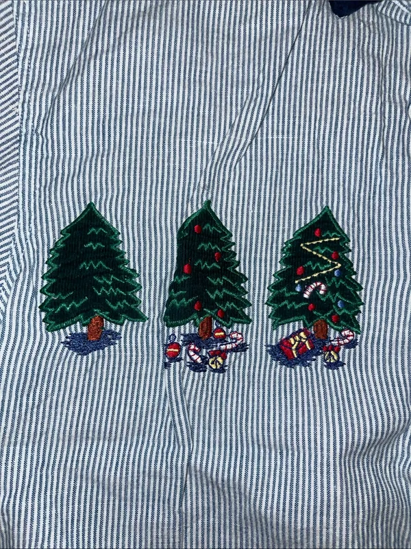 Holiday Embroidered Christmas Tree Button-Up Shirt - Image 3