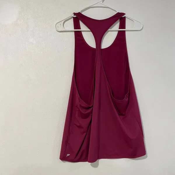 Fabletics Racerback Tank Top Medium Berry Burgundy Open Back Activewear - Image 4