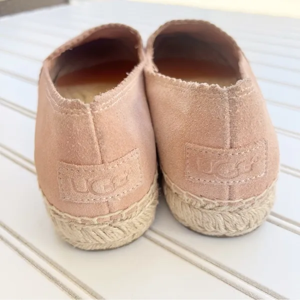 UGG Poppy Espadrille Flats Size 10‎ Pink Suede Perforated Scalloped 1100981 - Image 4