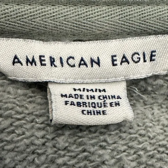 American‎ Eagle Oversized Hoodie Womes M Sage Green Lace-Up Cotton Casual Lounge - Image 4
