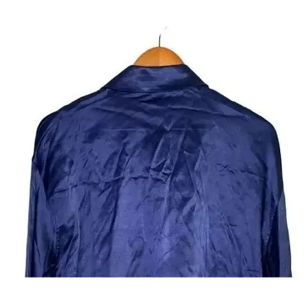 Zara Long Sleeve Satin Effect Crop Track Jacket Stretch Pockets M Sapphire Blue - Image 7