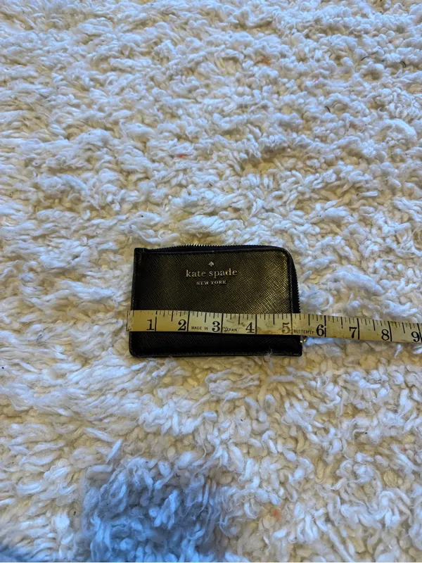 kate spade Black Zip Card Wallet with Gold Logo - Image 4