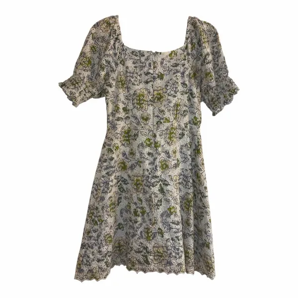 ✨Avec Les Filles Baby Blue Floral Eyelet Puff Sleeve Mini Peasant Sz S Dress✨ - Image 6