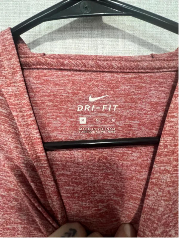 Nike Dri-Fit Heathered Brick Red Hooded Long Sleeve Performance Athletic Top - Image 3