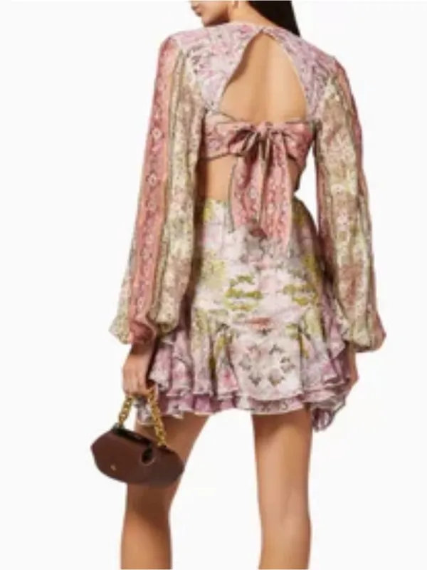 HEMANT & NANDITA Maya Cotton Paisley Floral Long Sleeve Mini Dress S Large - Image 2