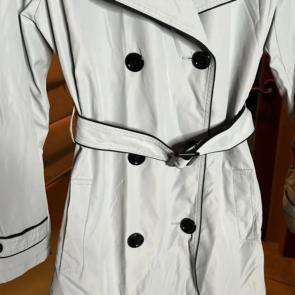Vertigo Paris Dove Gray Double Breasted Lined Trench Coat Size Large - Image 3
