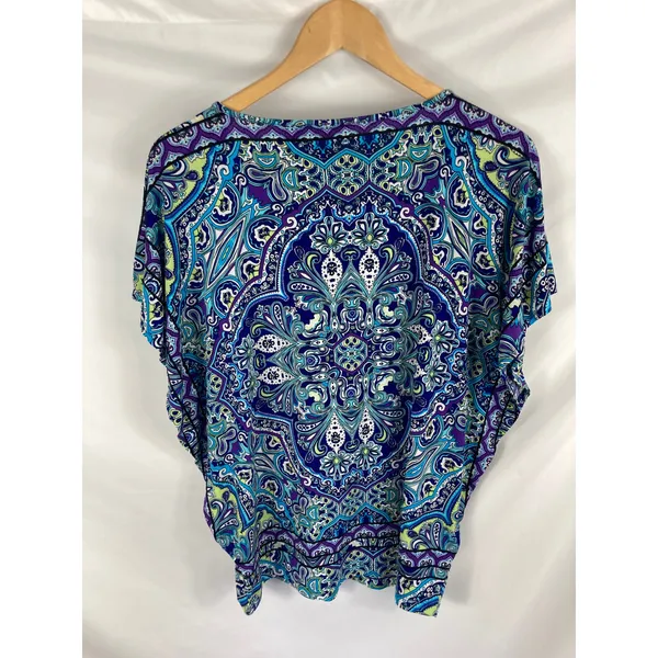 Chicos Womans Blue Paisley Pattern Blouse Size 1 / Medium - Image 3