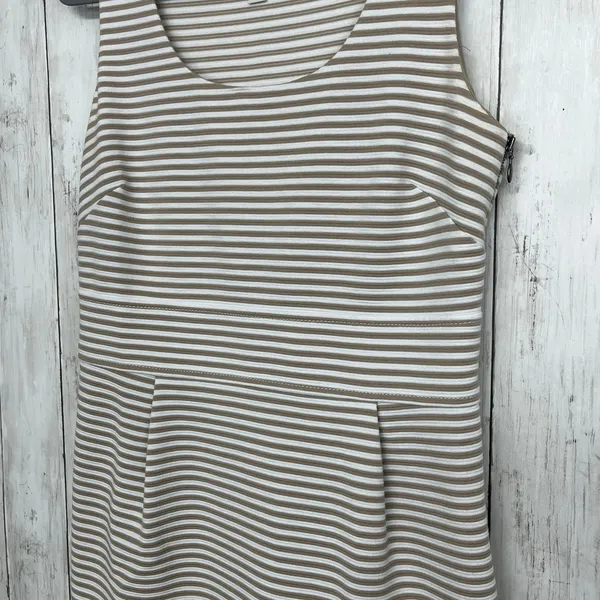 Banana Republic Brown White Striped Midi Dress 10 Sheath Career Workwear Chic - Image 3