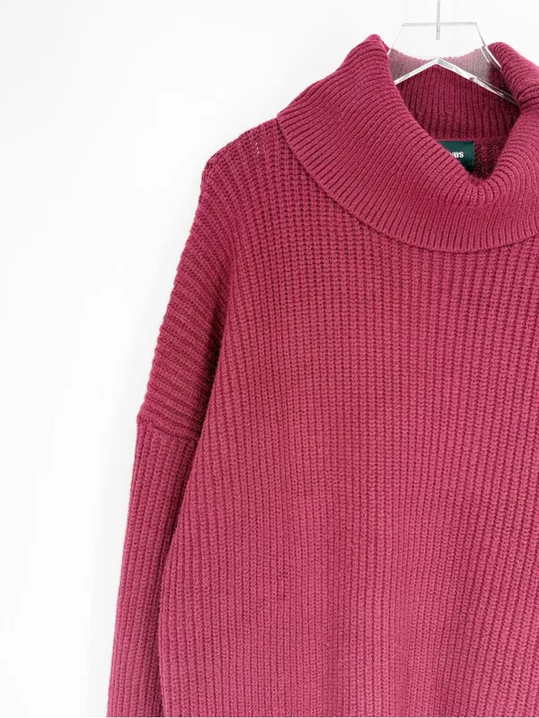 All the Ways Delta Chunky Knit Turtleneck Tunic Sweater M - Image 4
