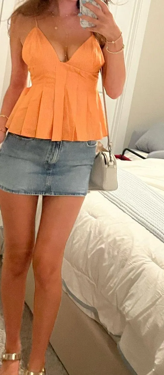 Zara Orange Striped Peplum Top - Image 4