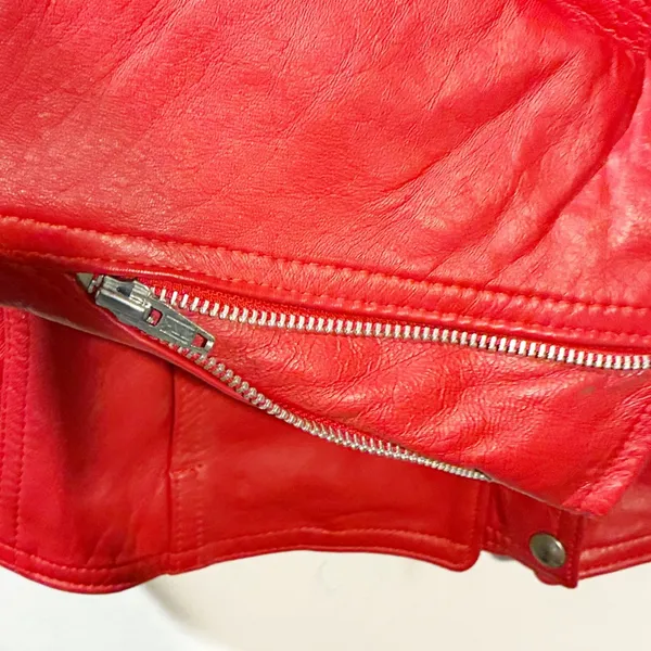 Vintage The‎ Old Mill Glen Laine By Baiton Red Motorcycle Leather Jacket Size XS - Image 3