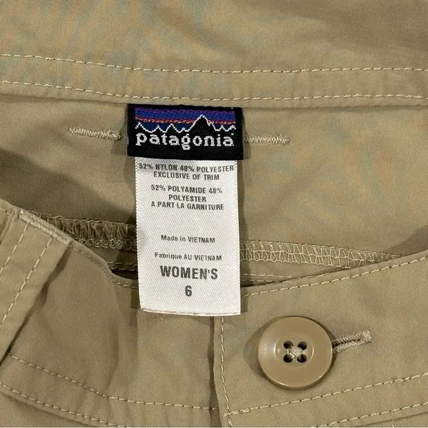 Patagonia Women's Inter Continental‎ Khaki Sesame Hiking Shorts Size 6 Pockets - Image 4