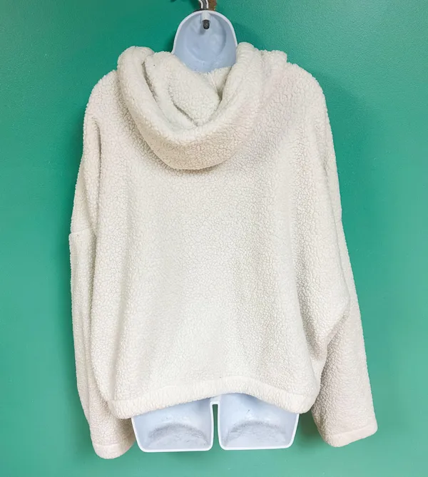 Aeropostale White Sherpa Hooded Zip Up Teddy Coat - Image 6