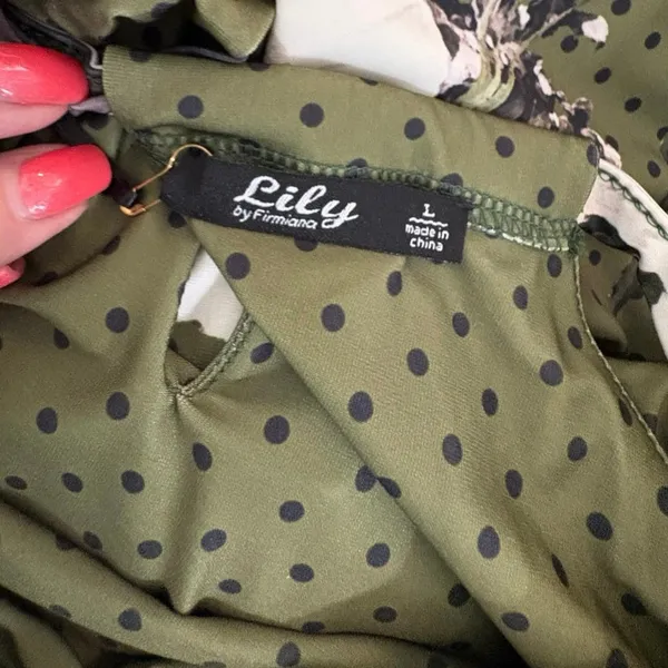Lily by Firmiana Halter Green Floral Dot Maxi Long Dress LARGE NWT‎ Cottagecore - Image 2