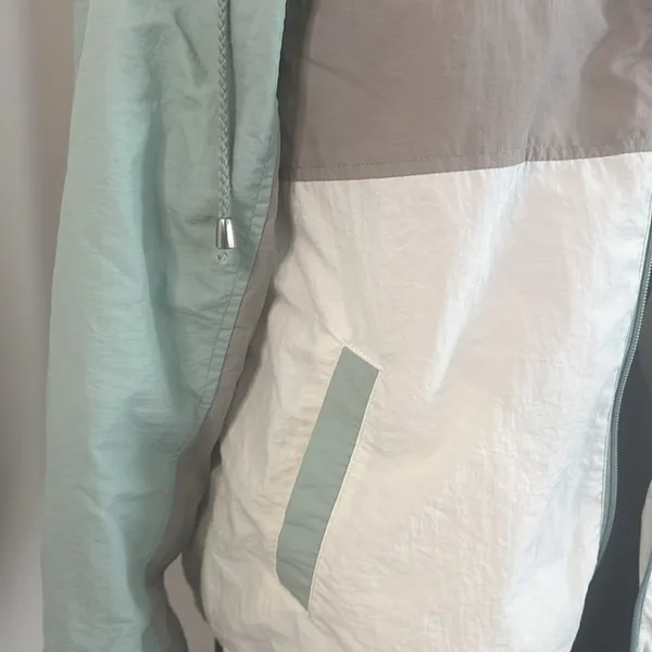 Athletic Collection by 26 International Colorblock Blue White Windbreaker Jacket - Image 3