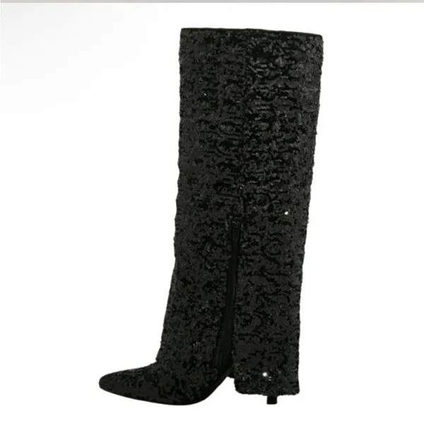 Black Sequin Women's Boots NWT 8.5 - Image 4