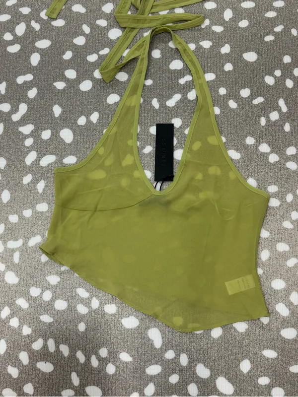 NWT Lioness Rendezvous Halter Top Lime chartreuse princess polly vneck crop - Image 6