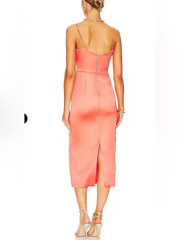 Bardot Ayla Midi Dress Orange Fizz Satin Corset NWT XL US 10 - Image 2