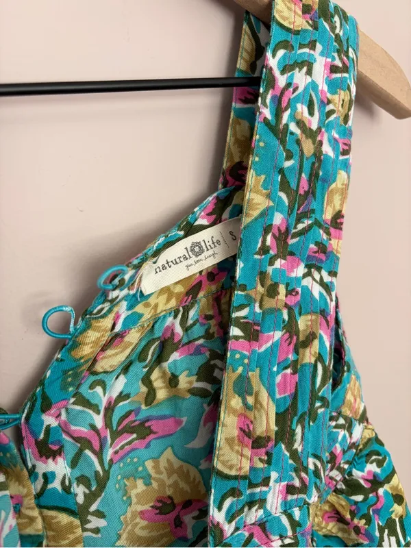 Natural Life Kate Pleated Tank Top Turquoise Small - Image 3
