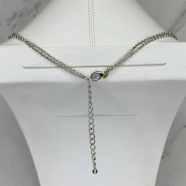 Chico's Layered Hammered Disc Rhinestone Silver Long Necklace ✨ - Image 3