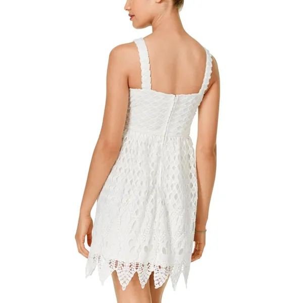 NWT City Studio Junior Sheath Crochet Lace Skater Dress 6642GX1AT1 White 5 - Image 2
