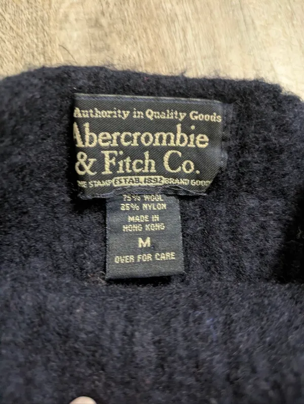 Vintage Abercrombie & Fitch Navy Wool Sweater Size Medium - Image 3