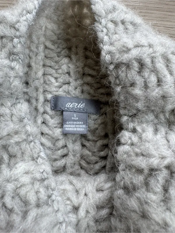 aerie Cream Mock Neck Chunky Knit Sweater - Image 2