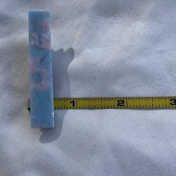 Vintage Women’s Blue Pink Flower Acetate Hair Clip womens Bronze Gold Metal Clip - Image 5