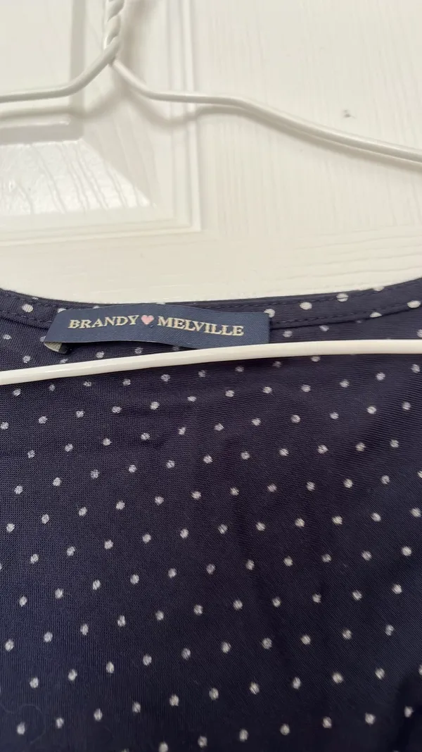 Brandy Melville Polka Dot Navy + White Dress - Image 4