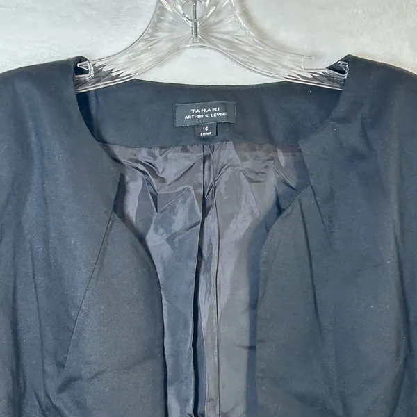 Tahari‎ Arthur S Levine Glenda Black Open Front Blazer Jacket Womens Size 16 NEW - Image 6