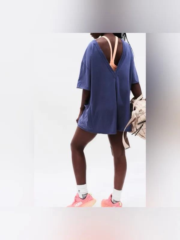NWOT Free People FP Movement Hot Shot Tee Romper - Blue indigo navy - XL - Image 3