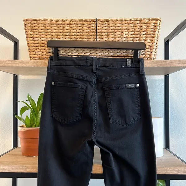 7 For All Mankind The High Waist Ankle Skinny Black Jeans, 26 - Image 5