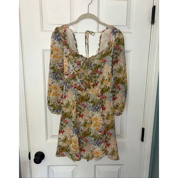Reformation Remi Multicolor Floral Mini Long Sleeve Dress - Image 2