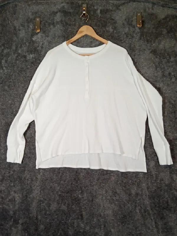 Offline By Aeri Oversized Everyday Cozy Waffle Layering Cotton Henley Size Larg - Image 4