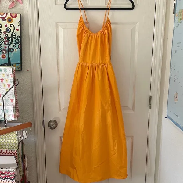 Banana Republic - POPLIN HALTER MIDI DRESS Turmeric Spice Size Small NWOT - Image 3