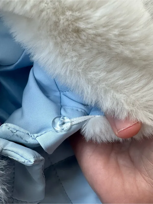 Sugar Thrillz Light Blue Quilted Puffer Jacket with Cream Faux Fur Collar - Image 5