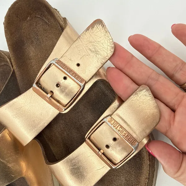 Birkenstock Arizona Metallic Copper Rose Gold Sandals Womens 38 US 7 7.5 Boho - Image 5