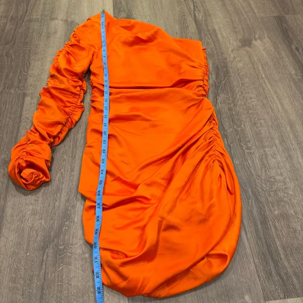 Michael Costello x Revolve Womens Oscar One Sleeve Ruched Dress Orange Size XS - Image 10