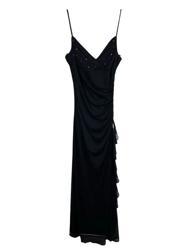 Vintage 90s Y2K City Triangles Slip Maxi Dress Size Medium Rhinestone Fairycore - Image 14