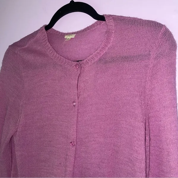 J Crew Size S Alpaca Wool Cardigan Purple Button Up Long Sleeve Knit Preppy - Image 2