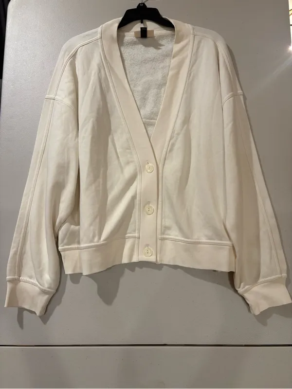 NWOT Universal Threads Women's Fleece Cardigan - Cream White Size L - Image 2