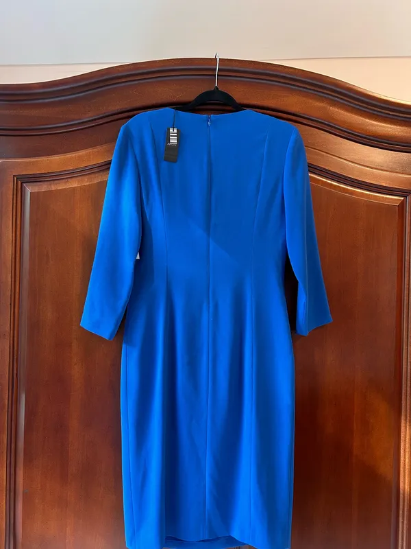 Joseph Royal Blue Midi V-Notch Sheath Dress - Image 9