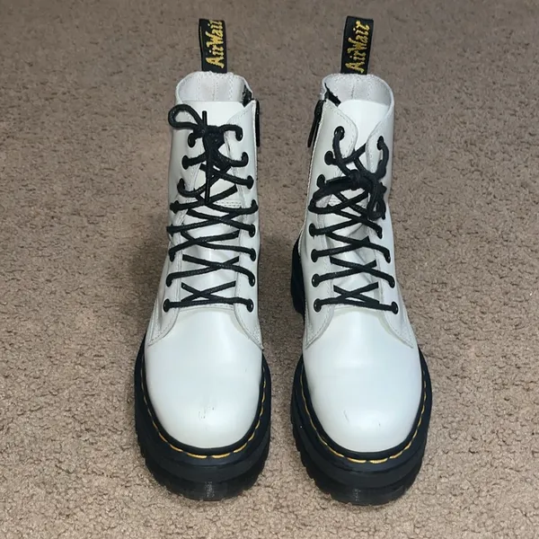 Dr. Martens Jadon Platform Boot 8-Eye Polished Smooth Leather White‎ 6 - Image 2