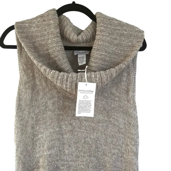 Soft Surroundings Metallic Linen Blend Cowl Neck Sleeveless Tunic Dress L NWT - Image 3