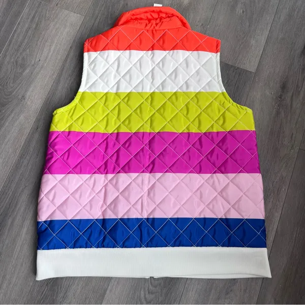 crown & ivy Multicolor Striped Women’s Vest XL Quilted New - Image 4