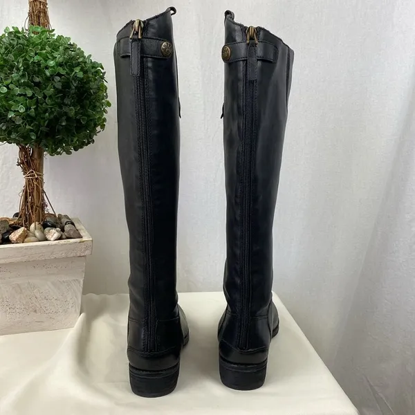Sam Edelman Black Leather Penny Knee High Zip Up Biker Moto Boots 7.5 - Image 5