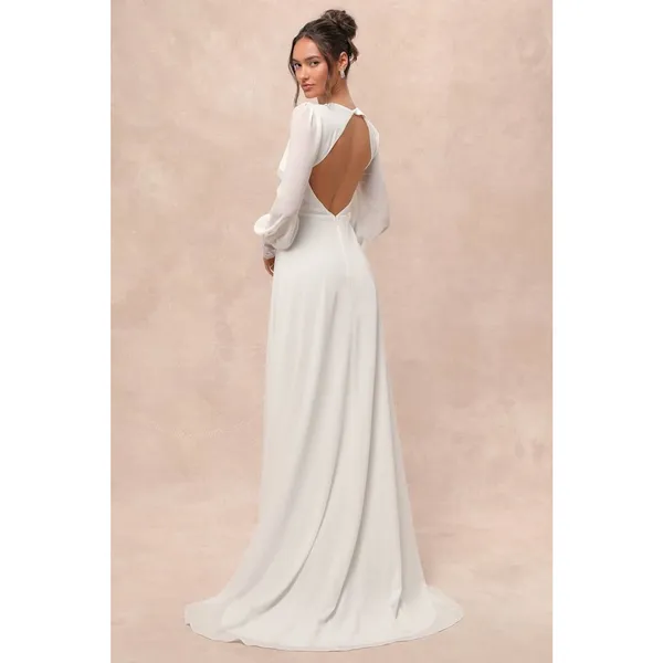 NWT Lulus Angelic Adoration White Backless Maxi Dress Wedding Bridal Bride Sz M - Image 4
