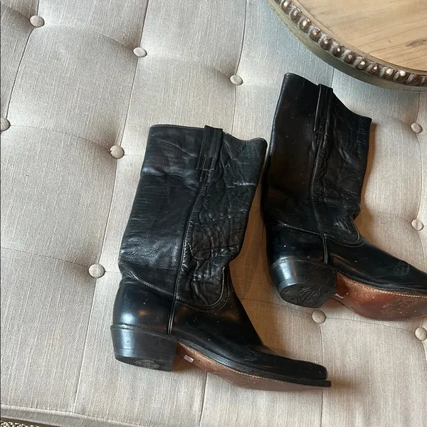 FRYE True Vintage Black Label | Original Black Billy Pull On Deco Stitch Boots - Image 2