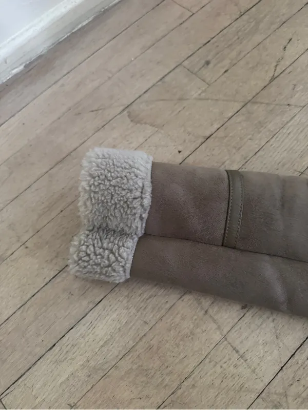 Zara Taupe Suede-Look Shearling Moto Jacket - Image 5