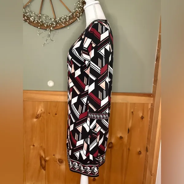 White House Black Market Long Sleeve Geometric Dress - size M - Image 9